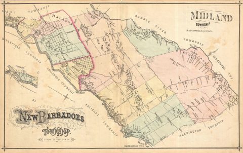 1876 Walker Map of Midland & New Barbadoes, New Jersey