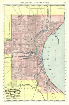1892 Rand McNally Map or Plan of Milwaukee, Wisconsin