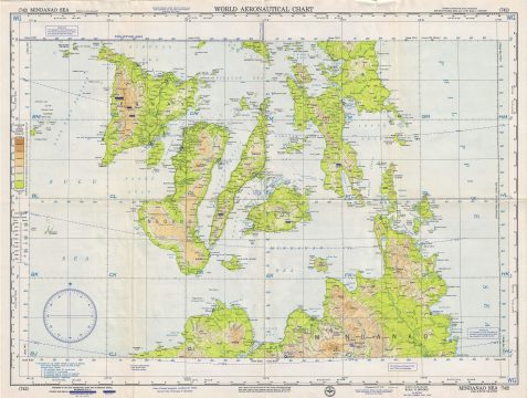 1958 U.S. Air Force Aeronautical Chart or Map of Mindanao Sea, Philippines