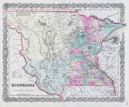 1856 Colton Map of Minnesota
