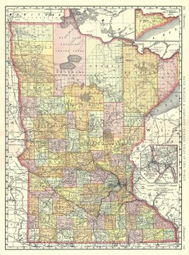 1889 Rand McNally Map of Minnesota
