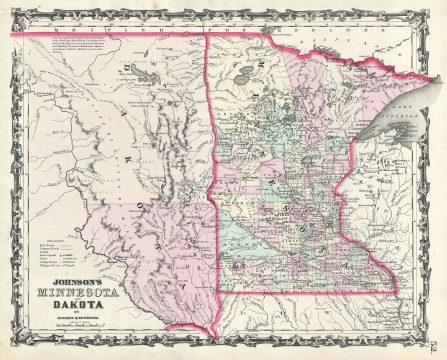 1861 Johnson Map of Minnesota and Dakota