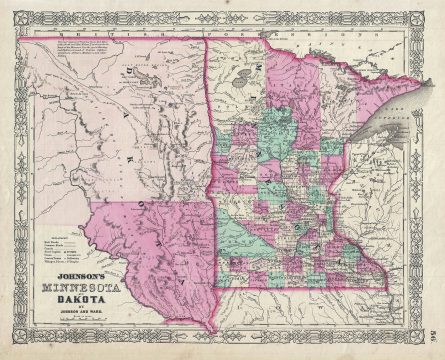1863 Johnson Map of Minnesota and Dakota