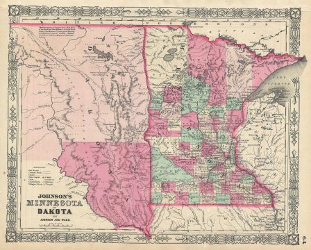 1866 Johnson Map of Minnesota and Dakota