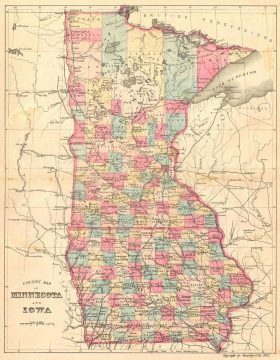 1881 Bradley Map of Minnesota and Iowa