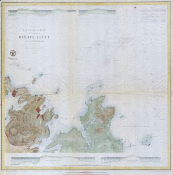 1853 U.S.C.S. Map of Minots Ledge, near Boston Harbor ( Cohasset )