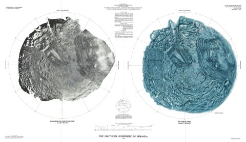 1988 U.S. Geological Survey Map of Miranda, Moon of Uranus