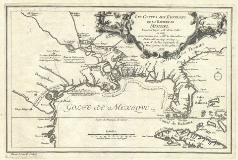 1705 De Fer Map of the Gulf Coast, Florida, Texas, and the Mississippi River