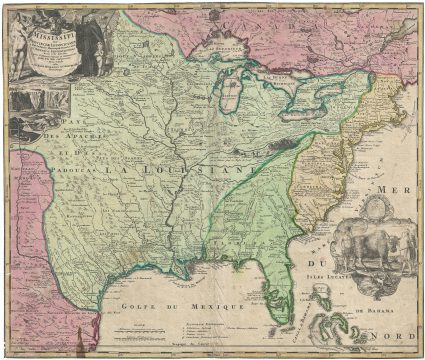 1720 Homann Map of the Mississippi Valley (United States, Louisiana, Texas, British Colonies)
