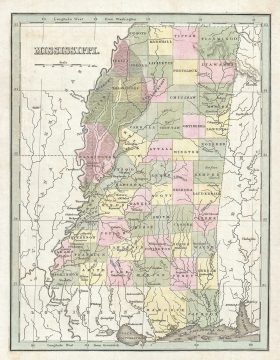 1835 Bradford Map of Mississippi