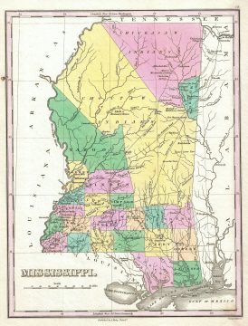 1827 Finley Map of Mississippi