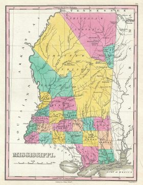 1828 Finley Map of Mississippi