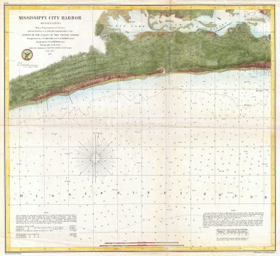 1857 U.S. Coast Survey Map or  Chart of Mississippi City Harbor, Mississippi