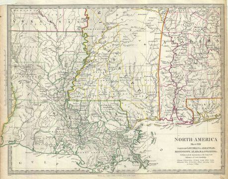 1833 S.D.U.K. Map of Mississippi, Louisiana and Alabama