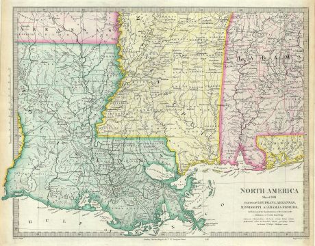 1848 S.D.U.K. Map of Mississippi, Louisiana and Alabama
