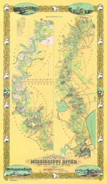 1967 Aiena Pictorial Map of the Plantations on the Mississippi River