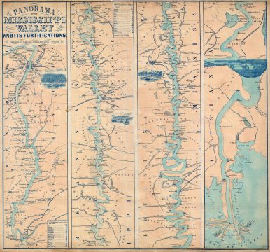 1863 Magnus View and Map of the Mississippi River Valley from New Orleans to St. Louis