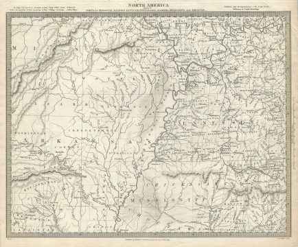 1833 S.D.U.K. Map of Missouri, Arkansas, Tennessee, Alabama, Mississippi