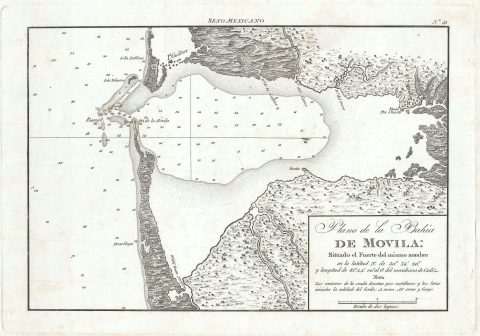 1808 Direccion Hidrograficos Plan of Mobile Bay, Alabama