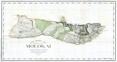 1897 Land Office Map of  the Island of Molokai, Hawaii