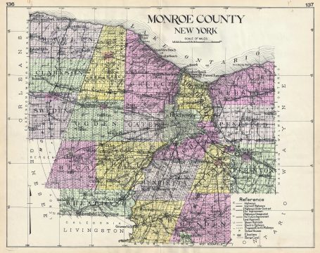 1912 Century Map of Monroe County, New York