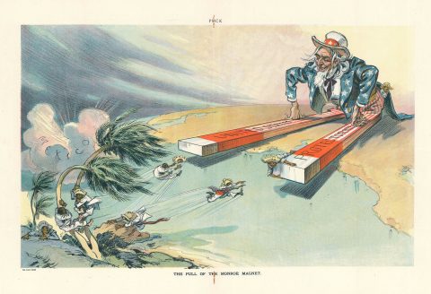 1913 Puck Magazine Political Cartoon of American Protectorates in Latin America