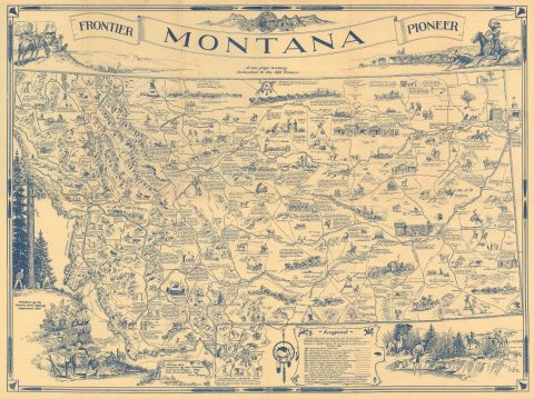 1937 Shope Pictorial Map of Montana