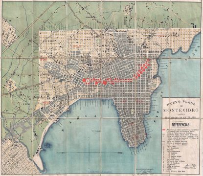 1888 Petit Map of the City of Montevideo, Uruguay
