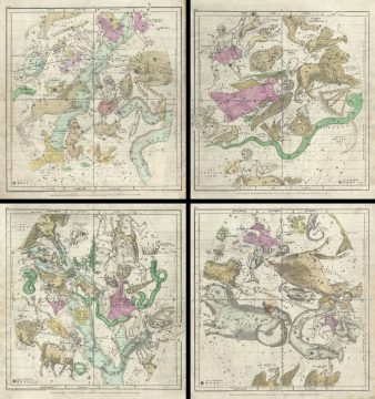 1835 Burritt - Huntington Map of the Constellations and Stars of the 12 Months (4 Maps)