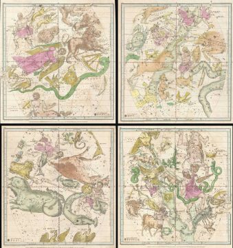 1835 Burritt - Huntington Map of the Constellations by Month (4 Maps)