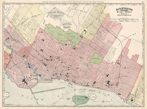 1893 Rand McNally Map of Montreal, Canada