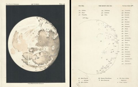 1892 Philip Map or Chart of the Moon on the 12th Day