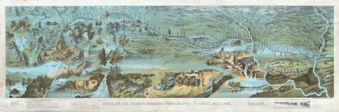 1899 Panoramic View Map 'Route of the Mormon Pioneers'  (Utah, Wyoming)