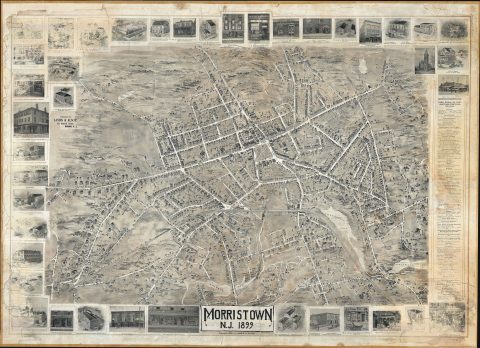 1899 Landis and Alsop Map and Birds-Eye View of Morristown, New Jersey