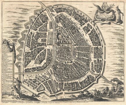 1719 Van der Aa Map and View of Moscow, Russia