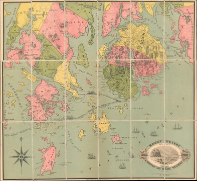 1880 Warren Map of Mount Desert Island for Boston and Maine Railroad