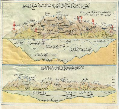 1840 Century Arabic Comparative Map or Chart of the World's Mountains