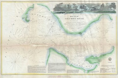 1851 U. S. Coast Survey Map of the Mouth of the Columbia River in Washington and Oregon