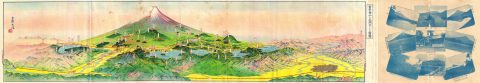 1927 Japanese Panorama View Map of Mt. Fuji, Japan