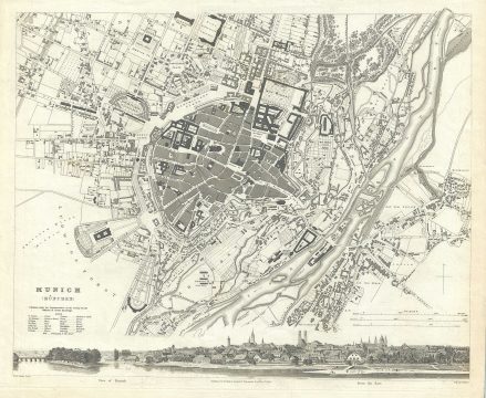 1832 S.D.U.K. Subscriber's Edition Map or City Plan of Munich, Germany