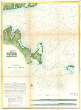 1855 U.S. Coast Survey Map or Chart of Martha's Vineyard or Muskeget Channel, Massachusetts