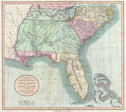 1806 Cary Map  of Florida, Georgia, North Carolina, South Carolina and Tennessee