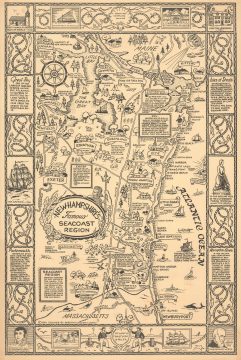 1966 Linscott Clarke Pictorial Map of New Hampshire Seacoast Region
