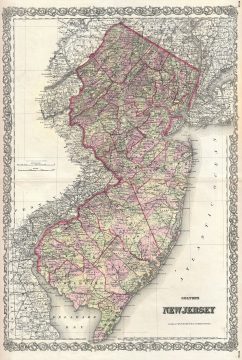 1868 Colton Map of New Jersey