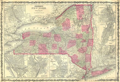 1862 Johnson's Map of New York State