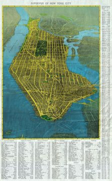 1937 Freedman Bird's Eye View Map or View of New York City