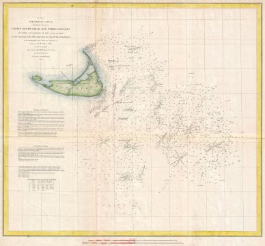 1853 U.S. Coast Survey Nautical Chart or Map of Nantucket, Massachusetts