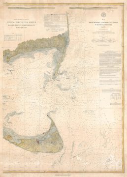 1883 U.S. Coast Survey Nautical Chart or Map of Nantucket, Massachusetts