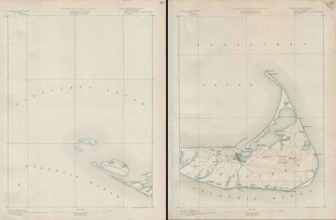 1890 U. S. Geological Survey Chart or Map of Nantucket, Massachusetts (Set of 2 Maps)
