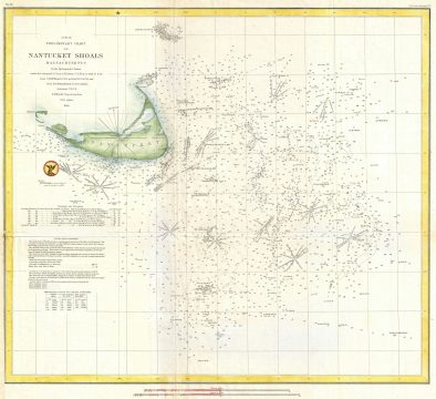 1854 U.S. Coast Survey Nautical Chart or Map of Nantucket, Massachusetts
